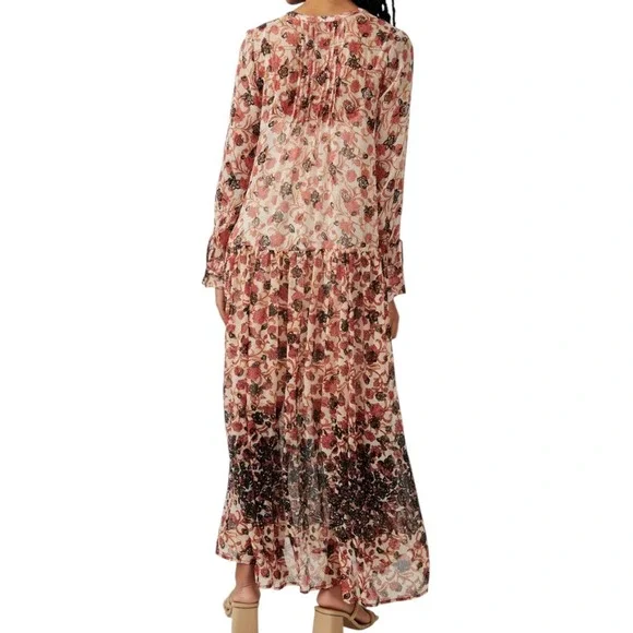 Free People See It Through Long Sleeve Floral Maxi Dress Size Small Bohemian - Picture 2 of 16